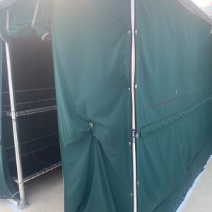 a close up of a green tent