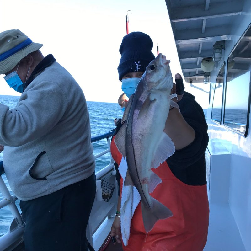 a person holding a fish