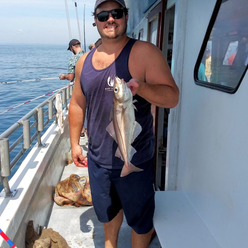 a person holding a fish on a boat