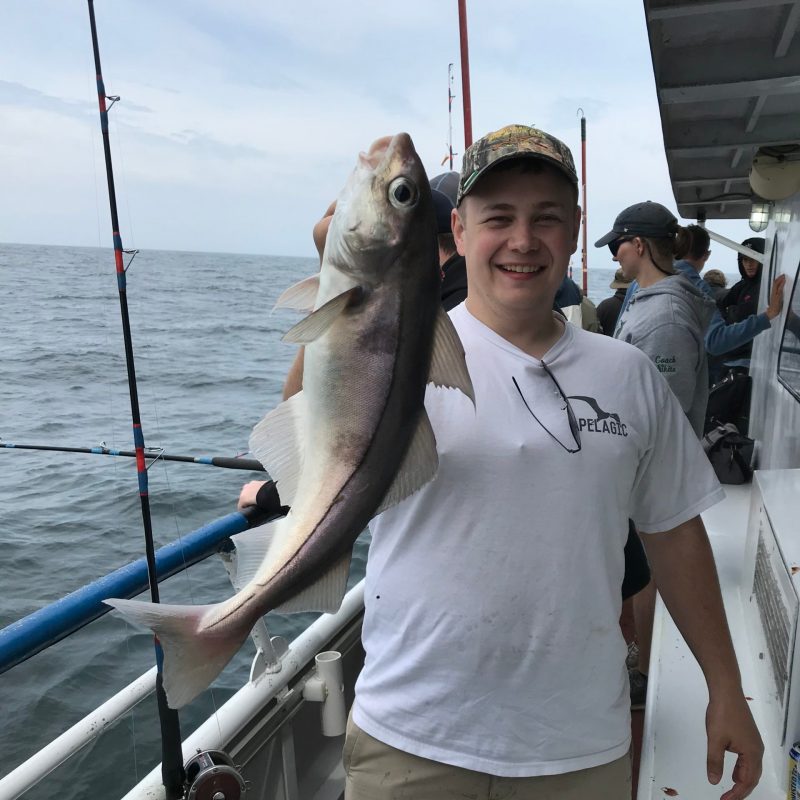 a person holding a fish on a boat