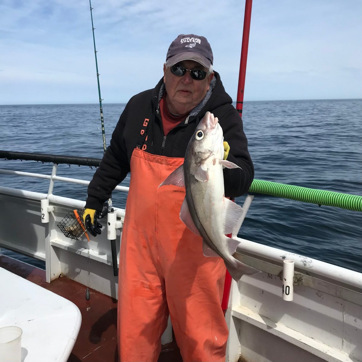 a person holding a fish on a boat in the water