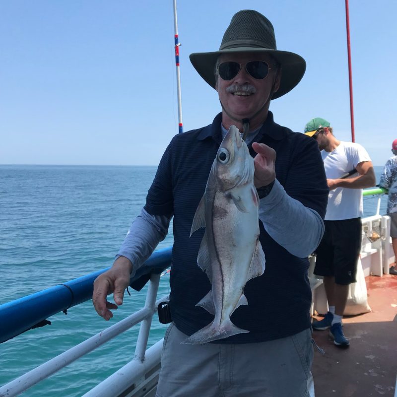 a person holding a fish on a boat in the water