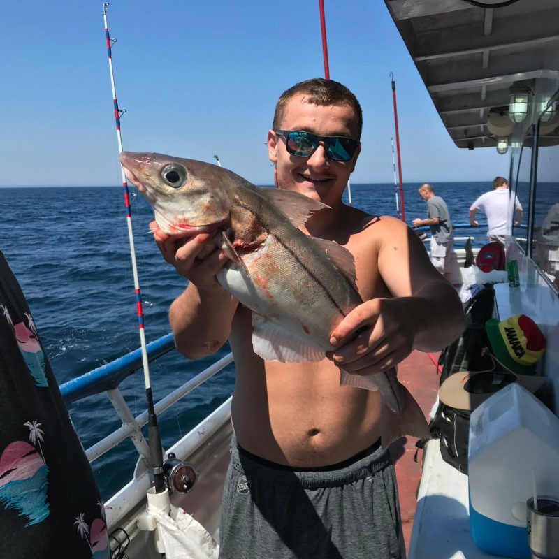 a person holding a fish on a boat