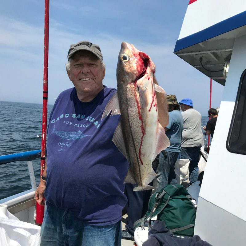 a person holding a fish